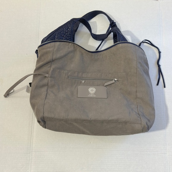 NWT Vince Camuto Lamb Leather Pleated Convertible Tote Blue Shoulder Bag - Picture 13 of 16